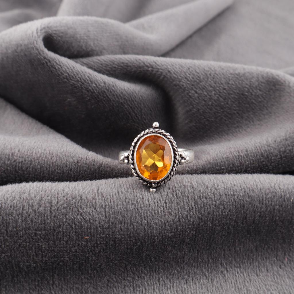 Citrine Ring Gemstone Jewelry, 925 Solid Sterling Silver Ring, Handmade Jewelry Birthstone Ring, Gift For Love