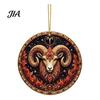 Hanging Home Ornament 2D Flat Pearl Painting Ornament, Double Sided Zodiac Theme Gem Decorative Pendant Art Craft, Rhinestone Beads Pattern