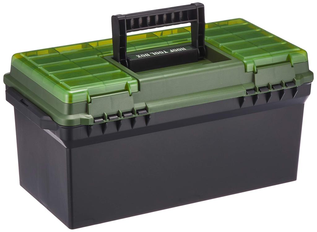 JEJ Astage X Series Roof Tool Box 490X, Black/Green, Disaster Preparedness, 17.5" W X 10.7" D X 9.7" H