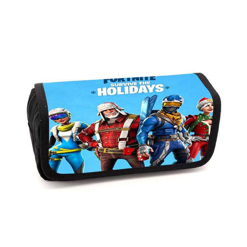 Cute Fortnite Cartoon Flip Pencil Pouch, Unisex Kids Aged 6-14 Portable Printed Stationery Case for School Daily Use