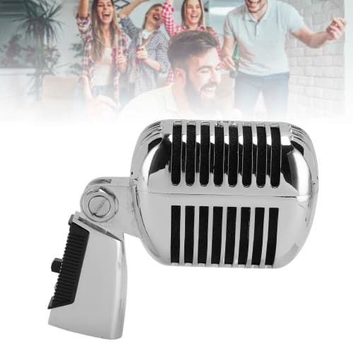 Classic Retro Dynamic Vocal Microphone, Old Vintage Style Unidirectional Cardioid Self-Tensioning Rotating Dynamic Vocal Microphone for KTV, Live Perf