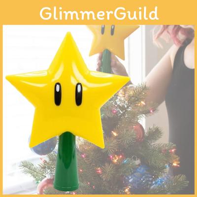 Mario Bros Super Star Light Light Up Holiday Xmas Tree Topper Decor Party Lamp
