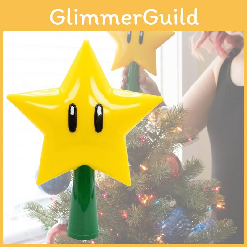 Mario Bros Super Star Light Light Up Holiday Xmas Tree Topper Decor Party Lamp