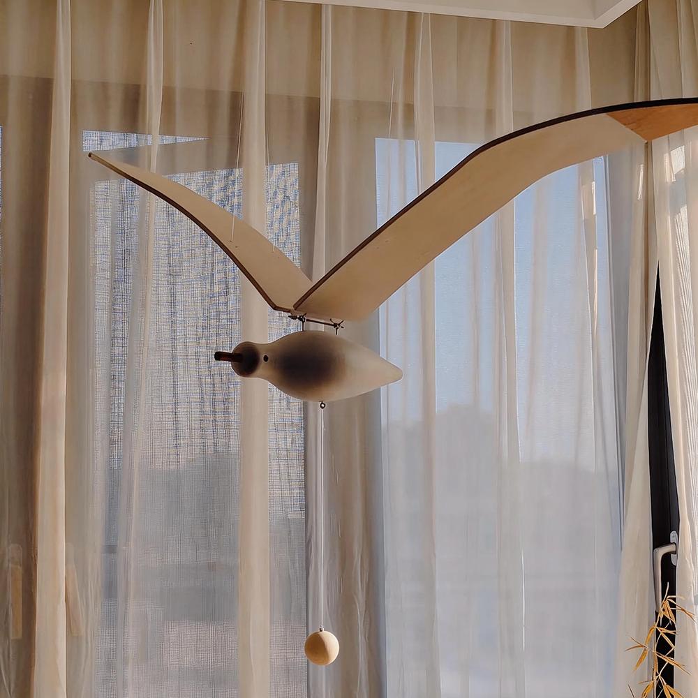 Hand Carved Wooden Seagull Hanging Wind Chime Aerial Pendant Flying Seagull Home Decor Window   Nursery Children's Room Hanging