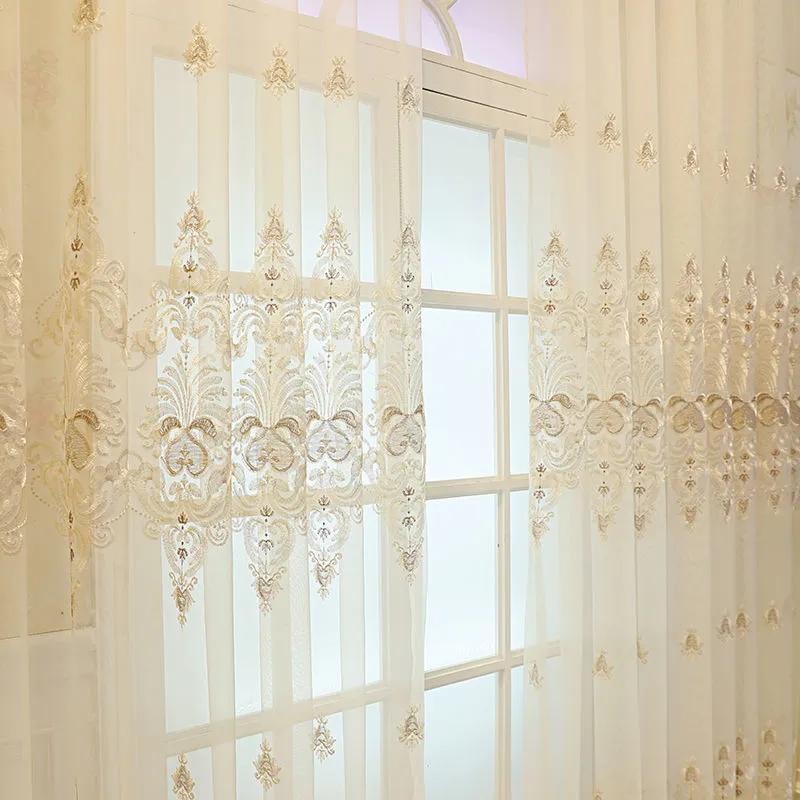 Záclonový závěs v evropském stylu Obývací pokoj Vyšívaná přepážka Závěs Ložnice Zástěna arkýřová tyč na závěs