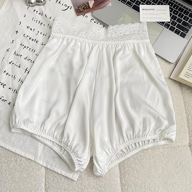 

Women s Summer Thin Lace Waist and Toe Patchwork Anti Glare Loose and Comfortable Lantern Leggings one size чистый белый