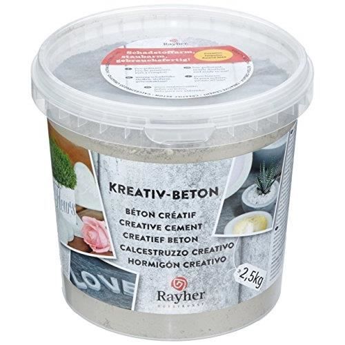 Ciment - RAYHER - 34153000 - Tube Créatif Béton - 2,5 Kg - Multicolore - Intérieur