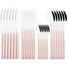 24pcs Black Gold Tableware Set Western Dinnerware Set Knife Forks Coffee Spoon Flatware Mirror Stainless Steel Kitchen Cutlery