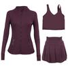 LULU Women's Activewear Set: Tennis Skirt, Stand-up Collar Jacket & Y-back Vest 