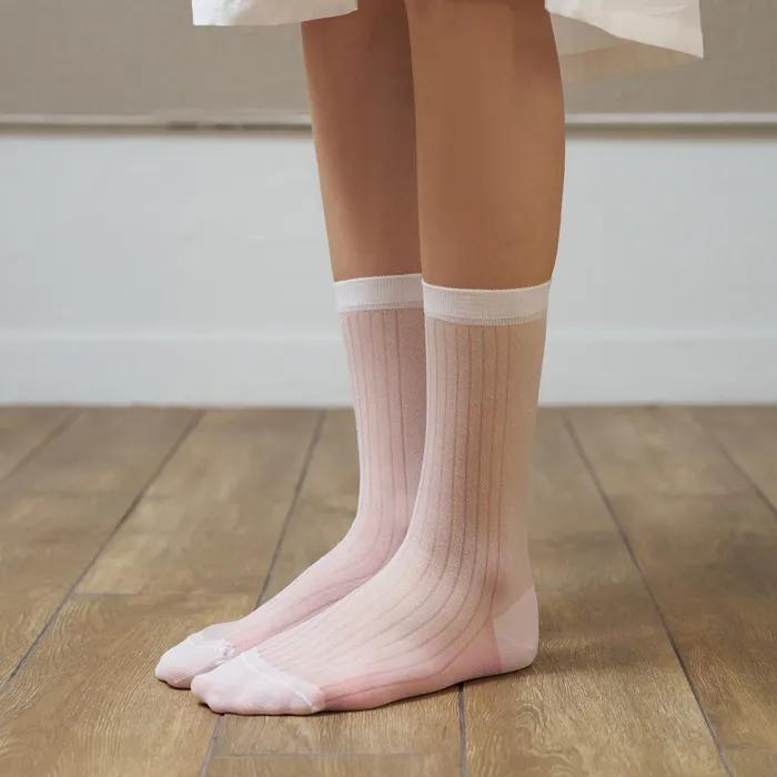 [BIARRITZ/26SS] Rosetta See-through Half-Rib Crew Socks 2 colors