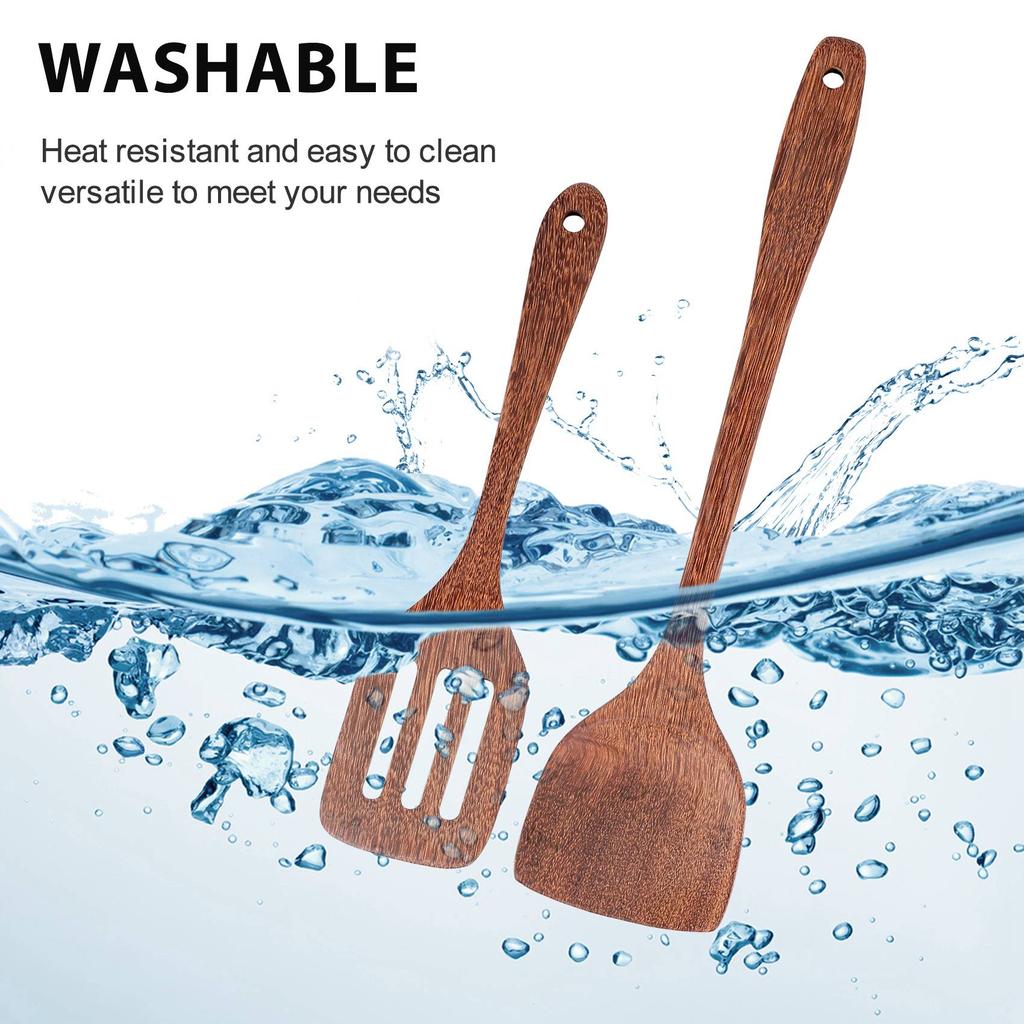 B-Est 2 Pack Wooden Spatula For Cooking,Wooden Wok Spatula Of Unpainted Handmade By Natural Wood