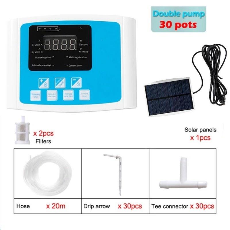 

Garden Drip Irrigation Device Double Pump Controller Timer System Solar Energy Intelligent Automatic Watering Device