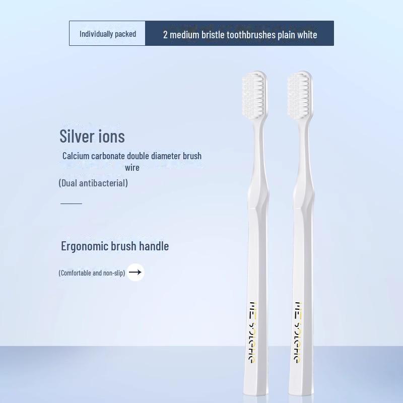 Hefengyu Men's Medium Hard Toothbrush 2-Pack: Durable Small Heads for Adults