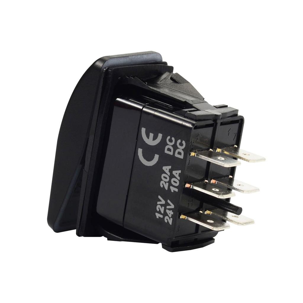12V/24V DC Reverse Polarity Switch 6P (ON)-Off-(ON) 3 Way Momentary Rocker Switch Non-Light DPDT Marine Toggle Switch for Car Boat Pontoon Polaris