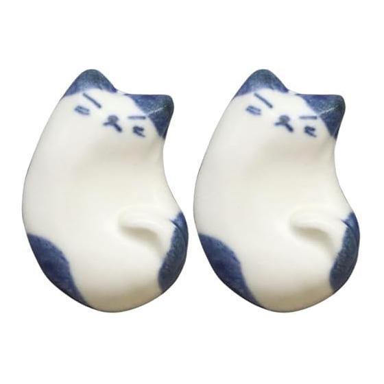 Craftsman House Handmade Japanese Ceramic Chopstick Rest - Calico Cat (Set of 2)