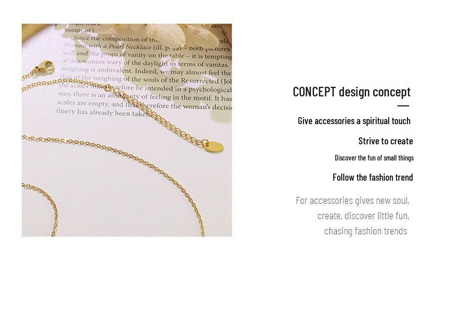 Korean Trendy Rhinestone 'W' Pendant Necklace in 18K Gold-Plated Titanium Steel