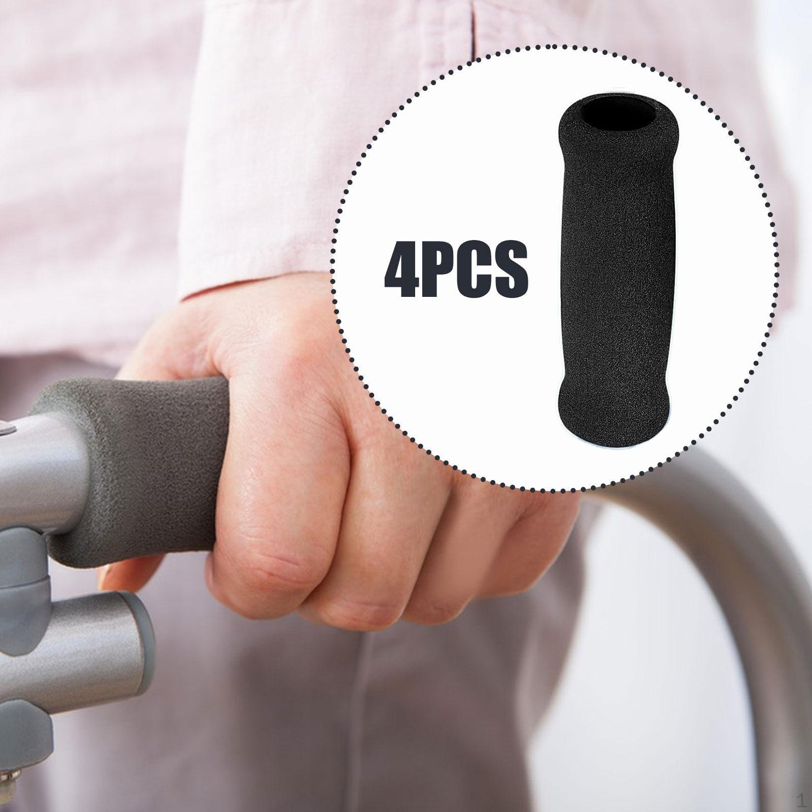 

4x Многоразовые поролоновые ручки для костылей, нескользящие, для пожилых людей, вспомогательные средства для ходьбы 1.9cmx3.3cmx10.5cm чёрный