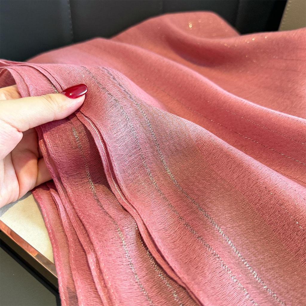 Women's Silk Scarf: High-End Korean Style Gold Thread, Autumn/Winter Shawl