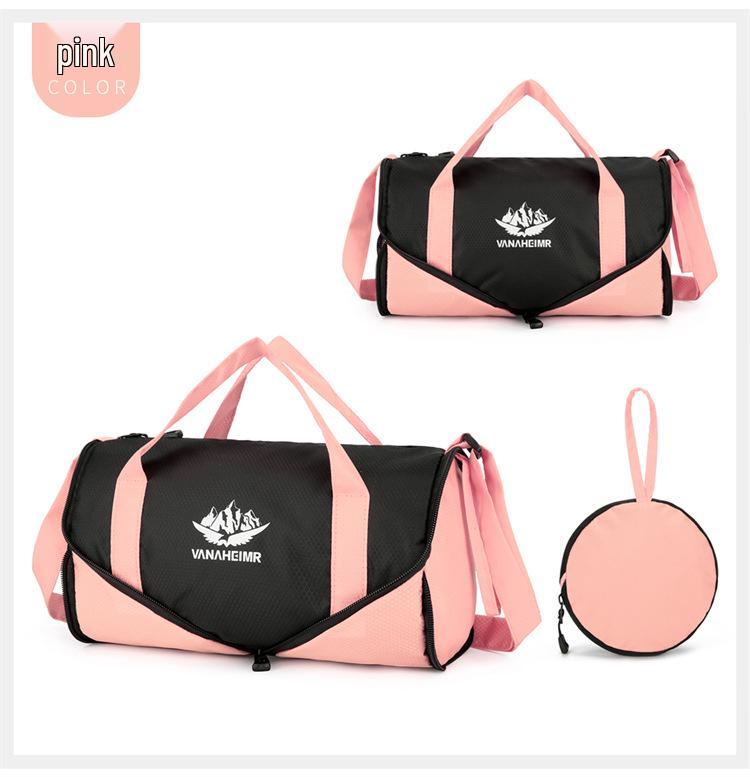 Katlanabilir Tek Omuz Seyahat Spor Çantası: Hafif, Yuvarlak Namlu Tasarımı, Renk Bloklu Moda, Dış Mekan Çapraz Vücut Depolama.