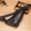 LAOSHIZI Genuine Leather Man's Chest Bags Crossbody Handbag Triangle Messenger Shoulder Blosa Phone Small Mochila Business Travel