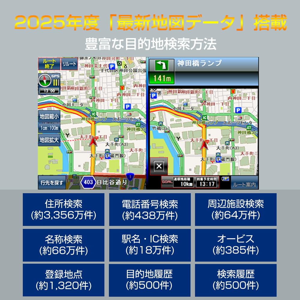 Portable Car Navigation System with 2025 Japan OpenStreetMap Speed Camera Voice GPS Capacitor Touchscreen for Compatible with Vehicles TV 5-inch