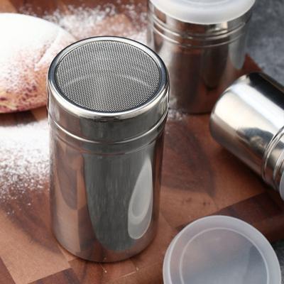 Stainless Steel Spice Sifter with Lid Fine Mesh Rotating Cover Seasoning Jar for Pepper Coffee Powder BBQ Spice Food Grade Salt Sugar Shaker