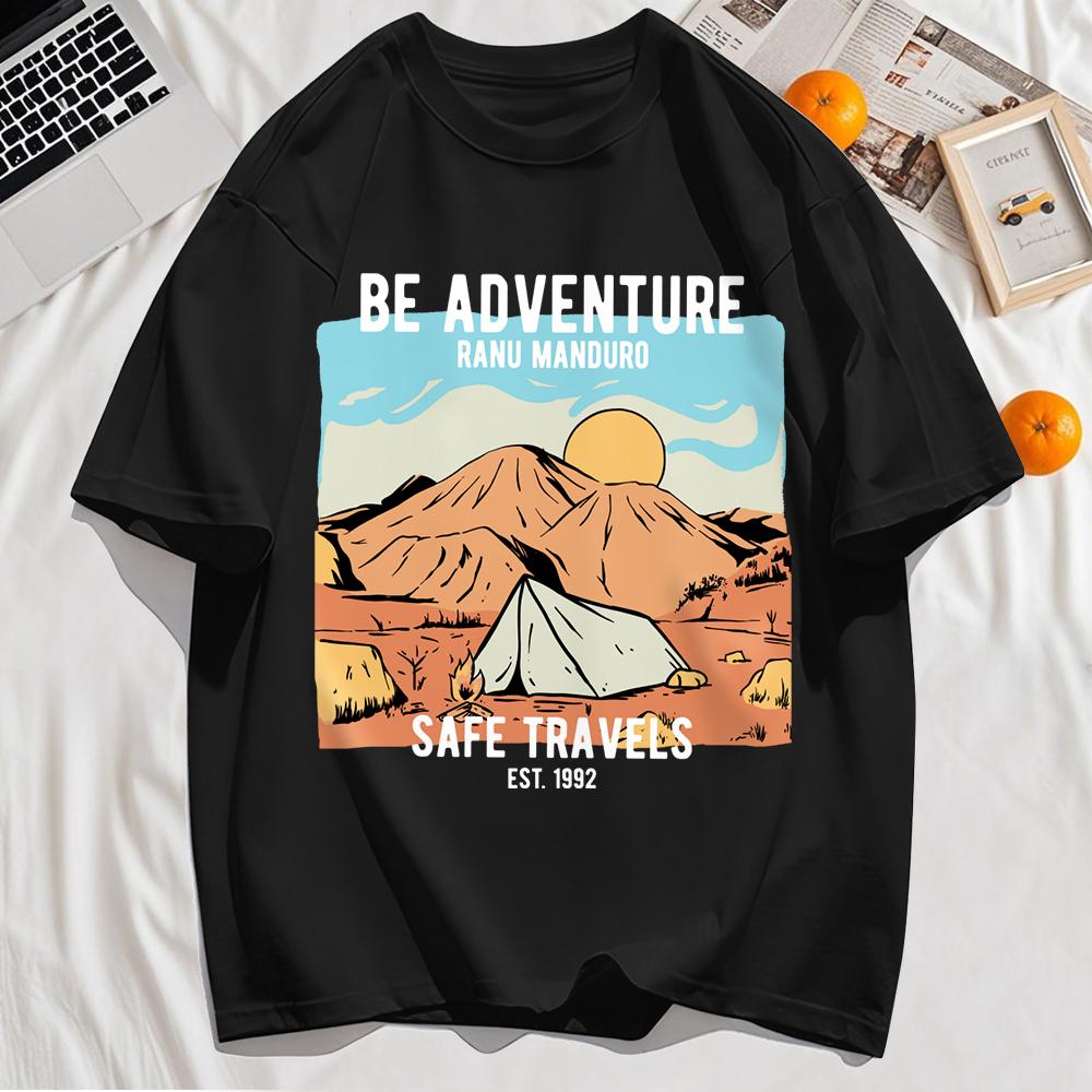 Be Adventure Desert Safe Travels Print Mens T-Shirt Cotton Summer T Shirts Sport Loose Short Sleeve O-Neck Clothes