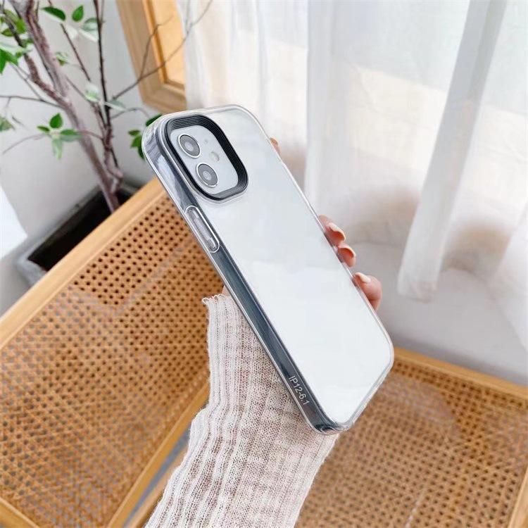 Applicable to Apple 12Pro mobile phone case, transparent anti-drop iphone11 contrasting lens protective case, three-in-one hard case