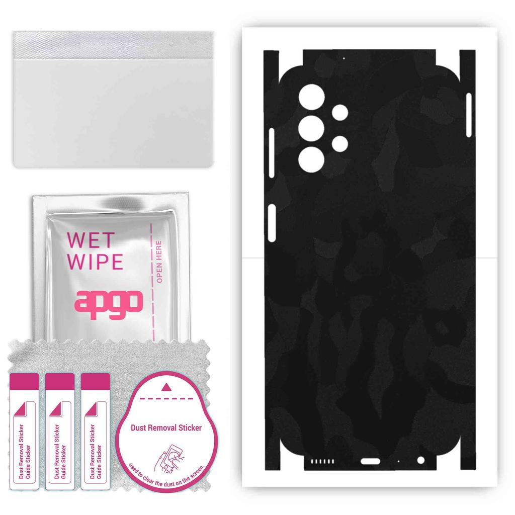 apgo Protective Skin Sticker for the Back+sides Compatible with Samsung Galaxy A13, Full Wrap Film, Foil, Vinyl - Pattern Black Camo