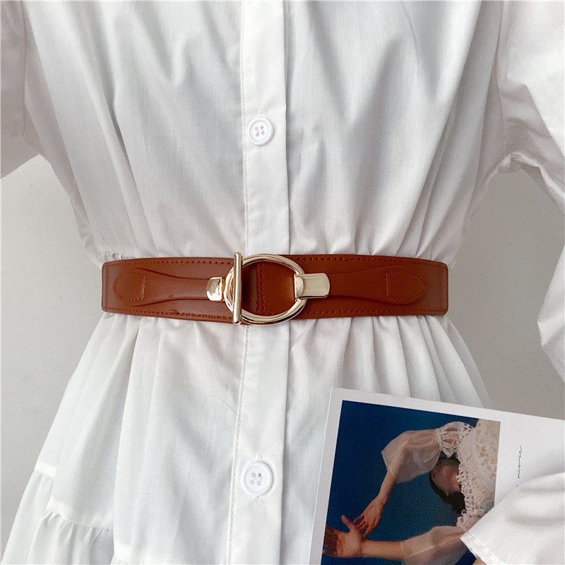 

Flower Beautiful Retro Waist Belt For Women Made Of Pu Featuring Adjustable Closure For A Silhouette Flattering Oval Buckle Camel