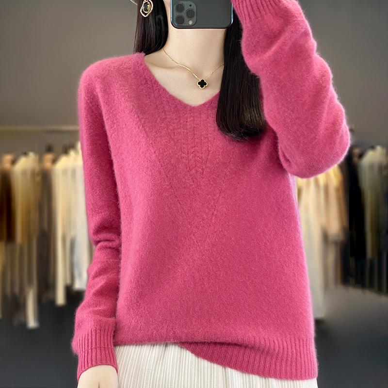 Dámský kašmírový svetr Qinghe kašmír 30% kašmír 70% vlna Dámský podzimní a zimní kašmírový svetr měkký a teplý