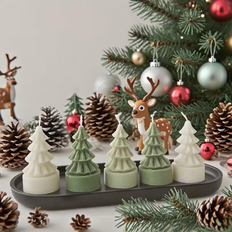 DIY Christmas Tree Candle Silicone Mold Christmas Party Decoration Aromatherapy Plaster Making Mould Home Ornament New Year Gift