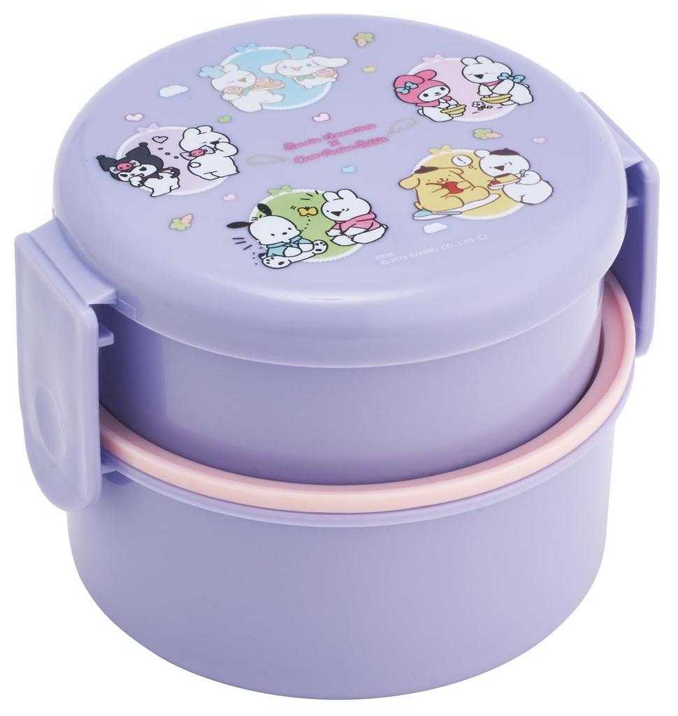 Skater Bento Round Rice Ball Case with 500ml Made in Sanrio Extremely Moving Rabbit Box, Antibacterial, Two-Tier, Fork, Capacity, Japan,