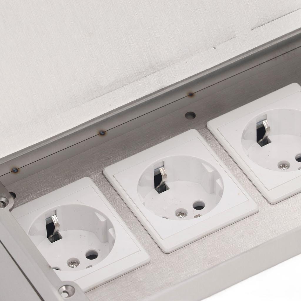 Floor Power Socket 4 Standard Outlets Stainless Steel Concealed Electrical Receptacle Box 4000W