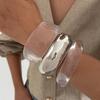 Pulsera Ancha Transparente Acrílica Simple de Moda INS Metal Brillante Brazalete Redondo para Mujer