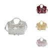 Ribbon Bow Pu Water Bucket Shoulder Bag With Magnetic Closure And Internal Storage For Commuting