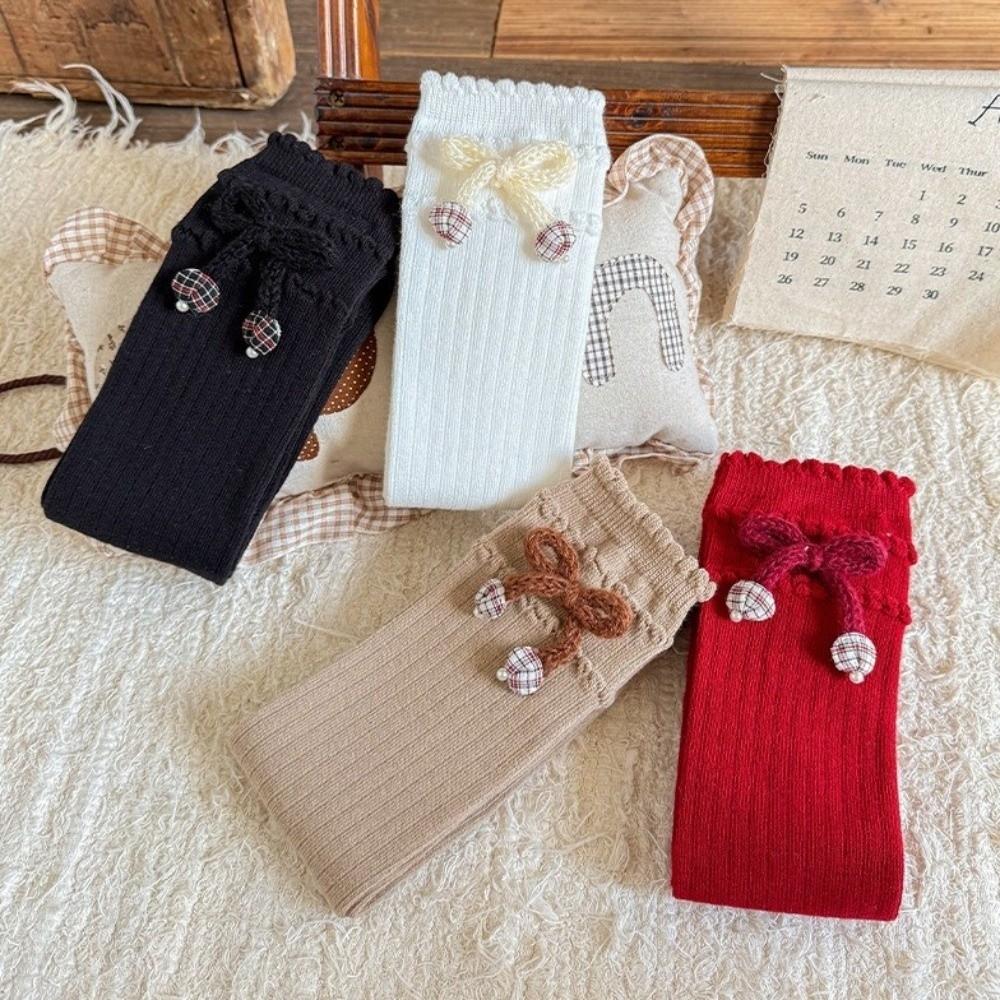 Knee High Length Knee High Socks Knitted Material Uniform Socks Sweet Knitted Socks  For Girls