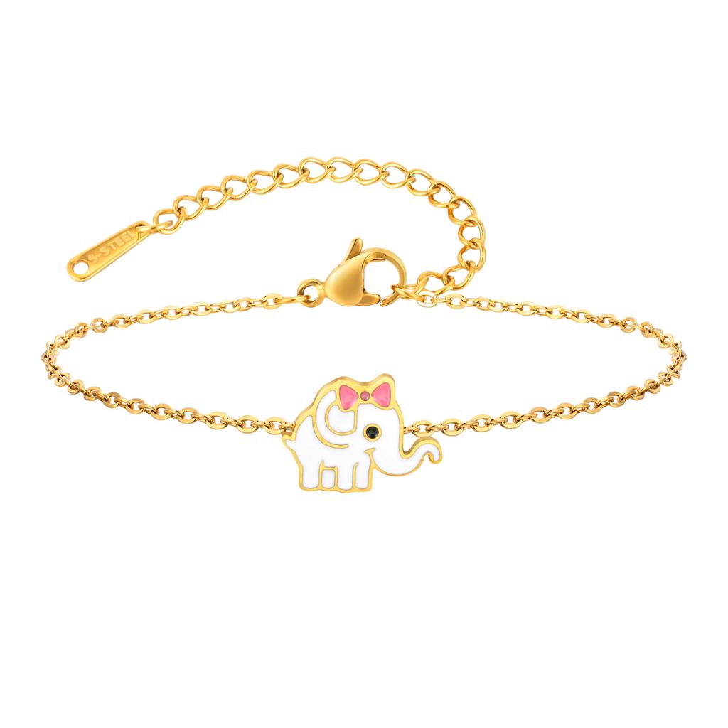 New Fashion Enamel Ladybird Charm Bracelet Women, Stainless Steel Thin Link Handmade Jewelry