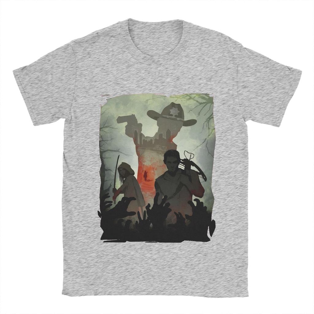 Walking Deads T Shirts Men's  Pure Cotton Novelty T-Shirts Crewneck  Tee Shirt Short Sleeve Clothing 4XL 5XL 6XL