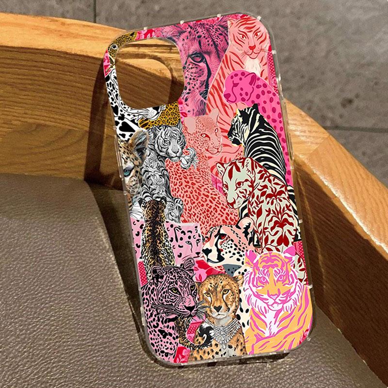 Plum Blossom Vicious Tiger Print Clear Case for Samsung Galaxy S26 S25 S24 S23 S22 S21 S20FE Plus Ultra A15 A35 A55 A05 5G Cover