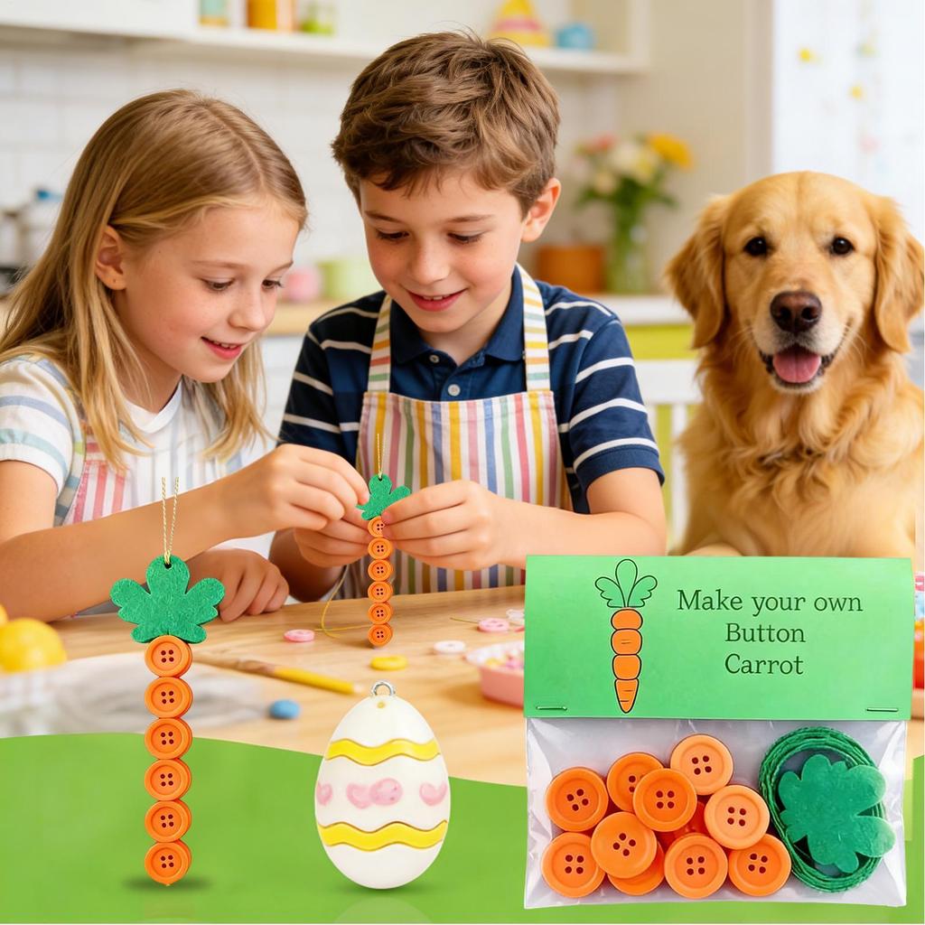 Button Crafts Easter Egg Bunny Pendant Handmade Craft Kits For All Ages For Adults Kids Living Room Bedroom Wall Door Classroom