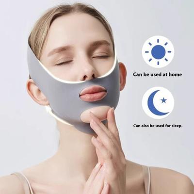 V-Shaped Lifting Face Guard Breathable Ice Silk Fabric Adjustable Strap Contoured Jawline Double Chin Remover 3D Molded Face Guard