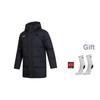 Li Ning Badminton Series Color Block Logo Mid-Length Down Jacket Men Outerwear Black AYMU341-1