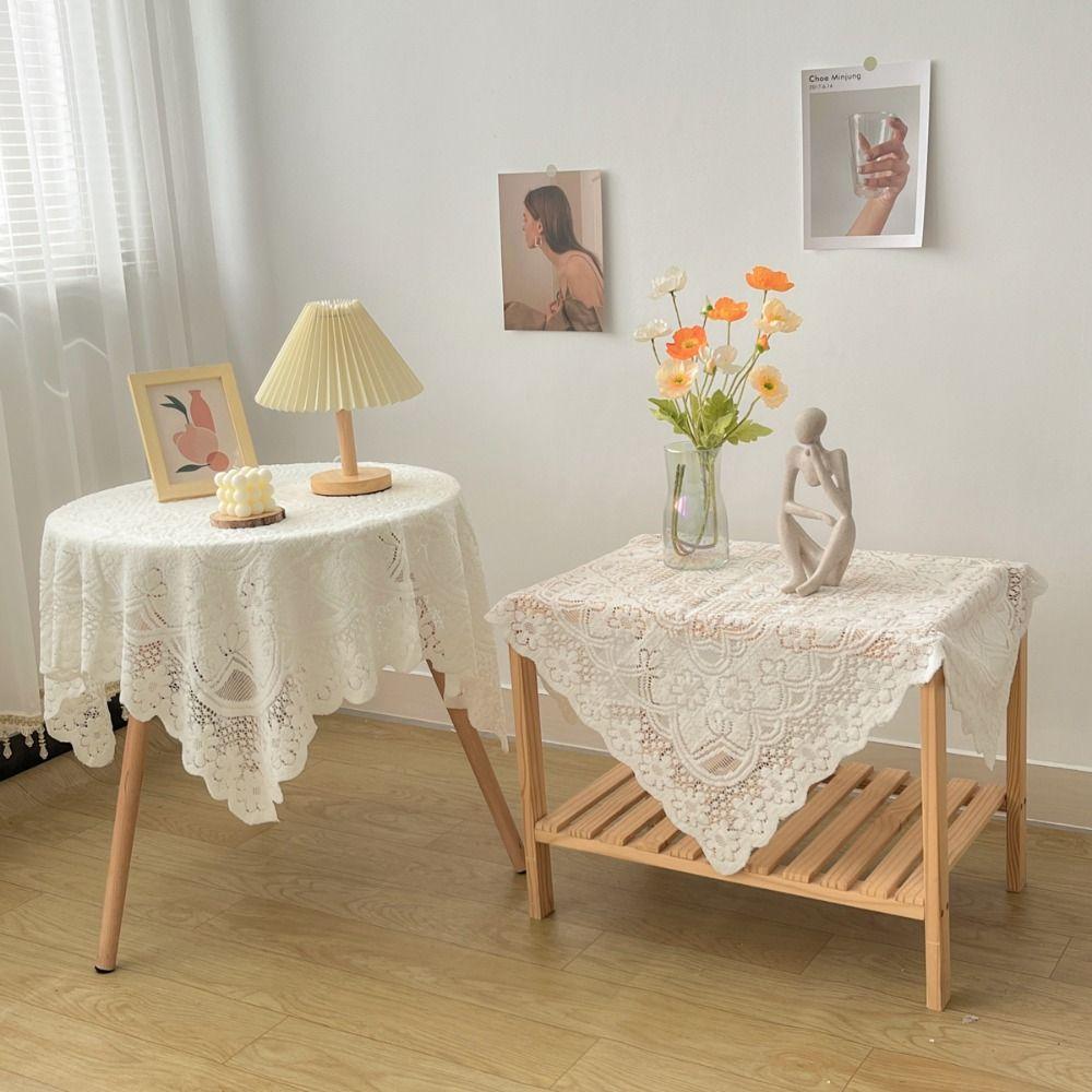 

Lace Embroidered Dinning Tables Cover Square Tea Table Cloth Retro Tablecloth Home Decor S