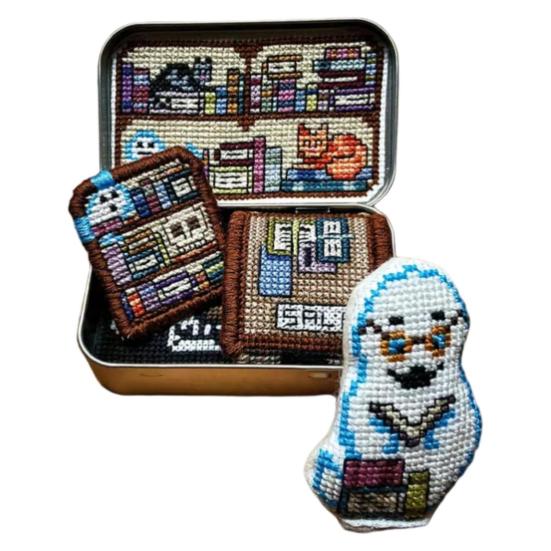 Tin Box Embroidery Kit Horror Themed Cross Stitch Kit Vintage Sewing Kit Halloween Embroidery Craft Set Gift for Embroidery Enthusiast