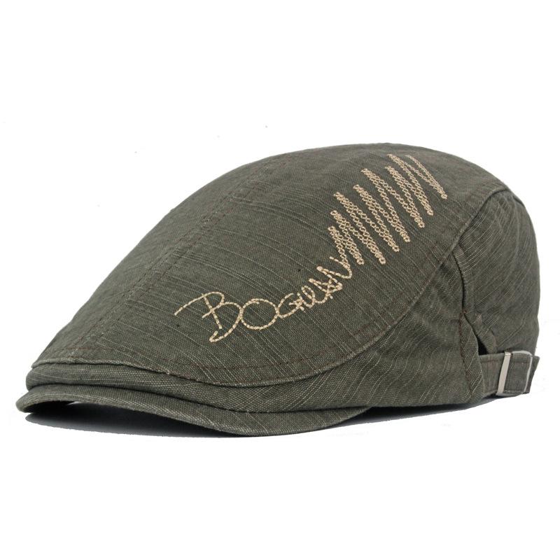 Frühling Sommer Baskenmütze Herren Baumwolle Zeitungsjunge Mütze Brief bestickt Forward Cap Outdoor Sonnenhut