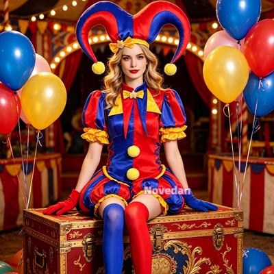 Anime The Amazing Digital Circus Pomni Cosplay Costume Clown Uniform Role Play Halloween Carnival Birthday Party Outfit Props