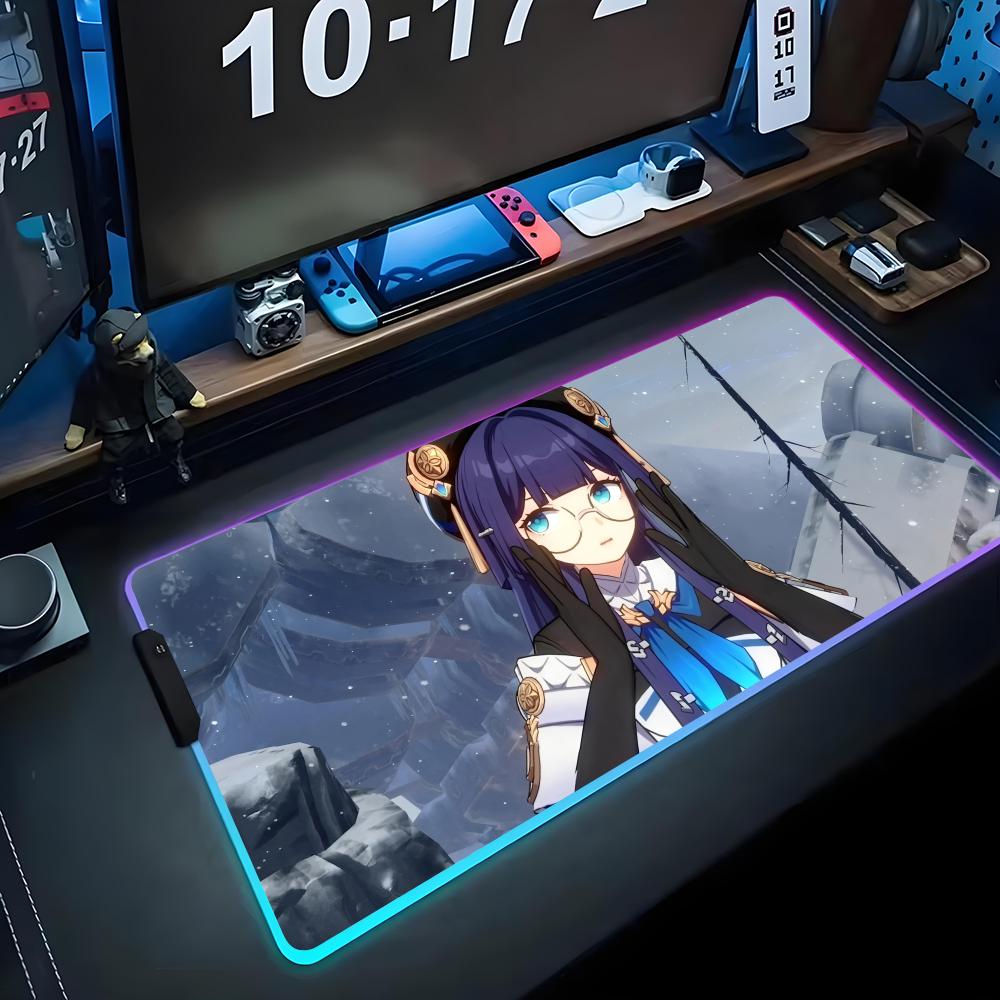 pela honkai star Mouse Pad RGB Gaming Mousepad Big LED Pad PC Desk Mat Luminous Mouse Pad Large Keyboard Mats Table Rug With