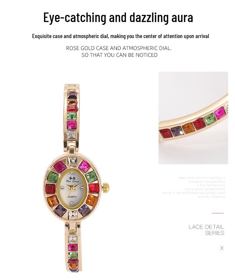 Elegant Petite Ladies' Wristwatch with Inlaid Gemstones