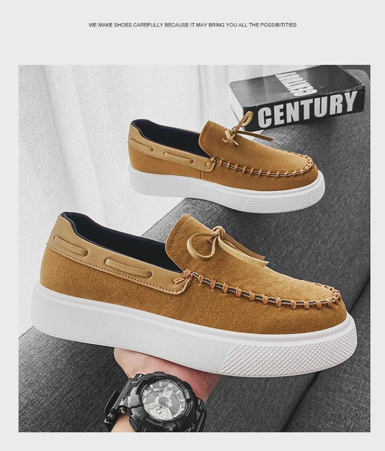 Pánské 2024 Zimní Ležérní Kožené Nazouvací Tenisky se Silnou Podrážkou